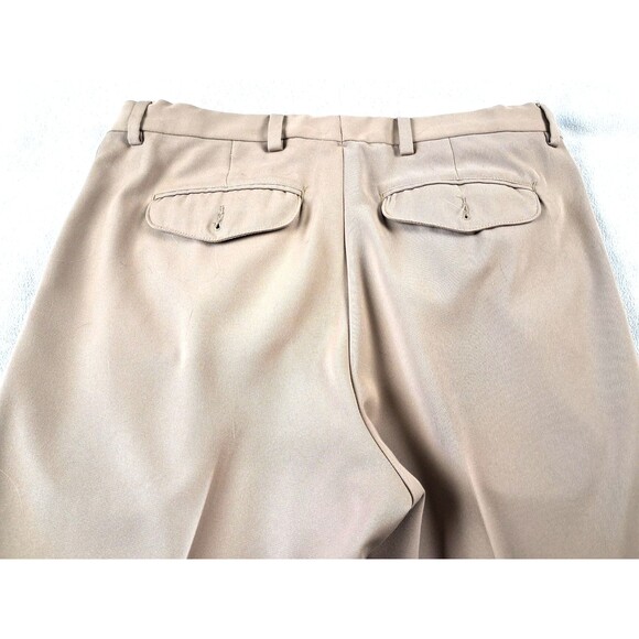 L.L. Bean Men’s Dress Pants 40x28 Tan Relaxed Fit 100% Polyester Pleated Front - Picture 2 of 16